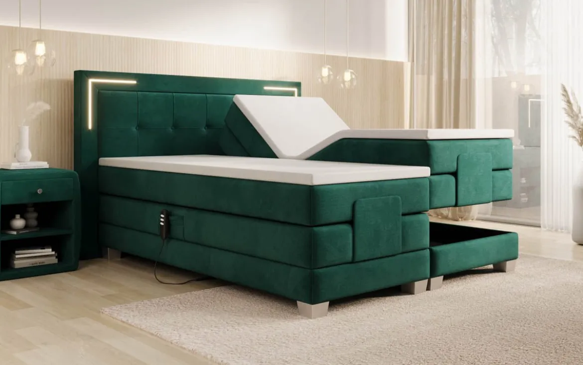 Boxspringbett Noctis Samt elektrisch verstellbar mit LED