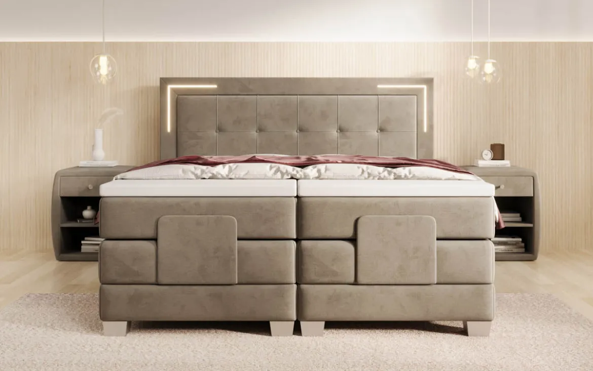 Boxspringbett Noctis Samt elektrisch verstellbar mit LED