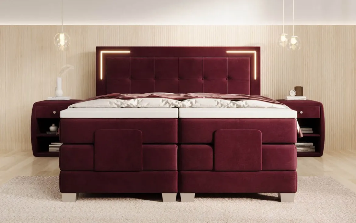 Boxspringbett Noctis Samt elektrisch verstellbar mit LED