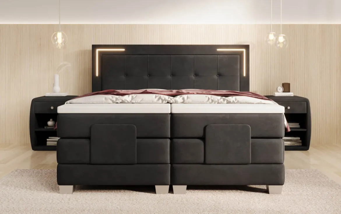 Boxspringbett Noctis Samt elektrisch verstellbar mit LED