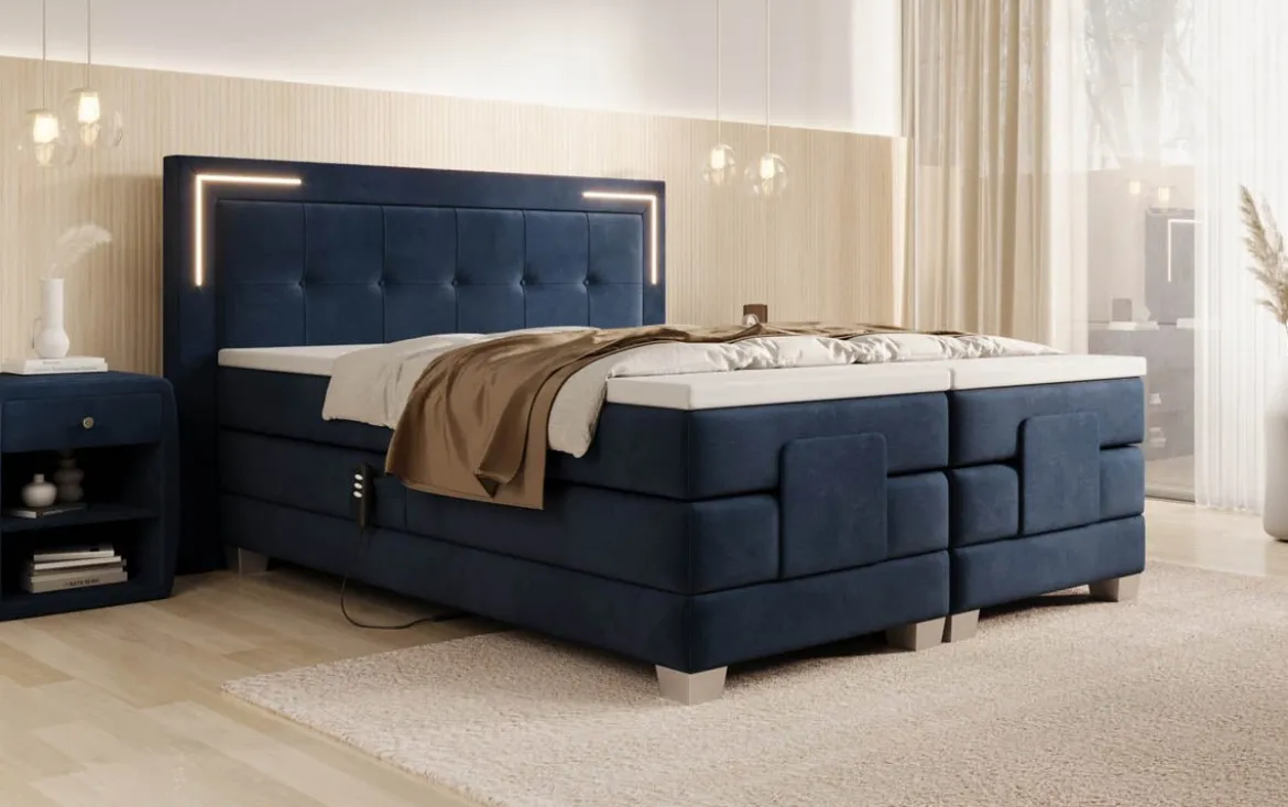 Boxspringbett Noctis Samt elektrisch verstellbar mit LED
