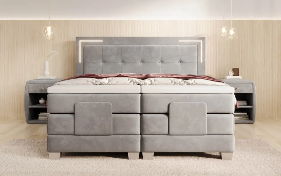 Boxspringbett Noctis Samt elektrisch verstellbar mit LED