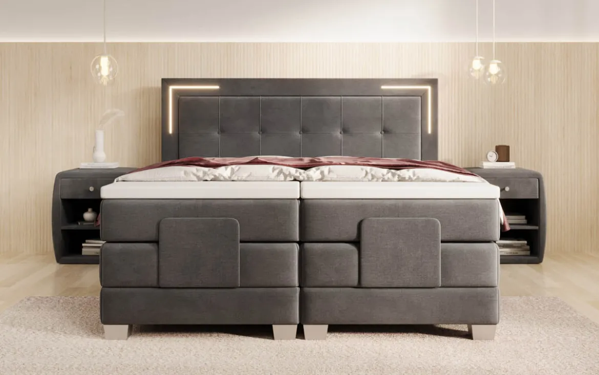 Boxspringbett Noctis Samt elektrisch verstellbar mit LED