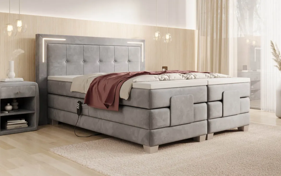 Boxspringbett Noctis Samt elektrisch verstellbar mit LED