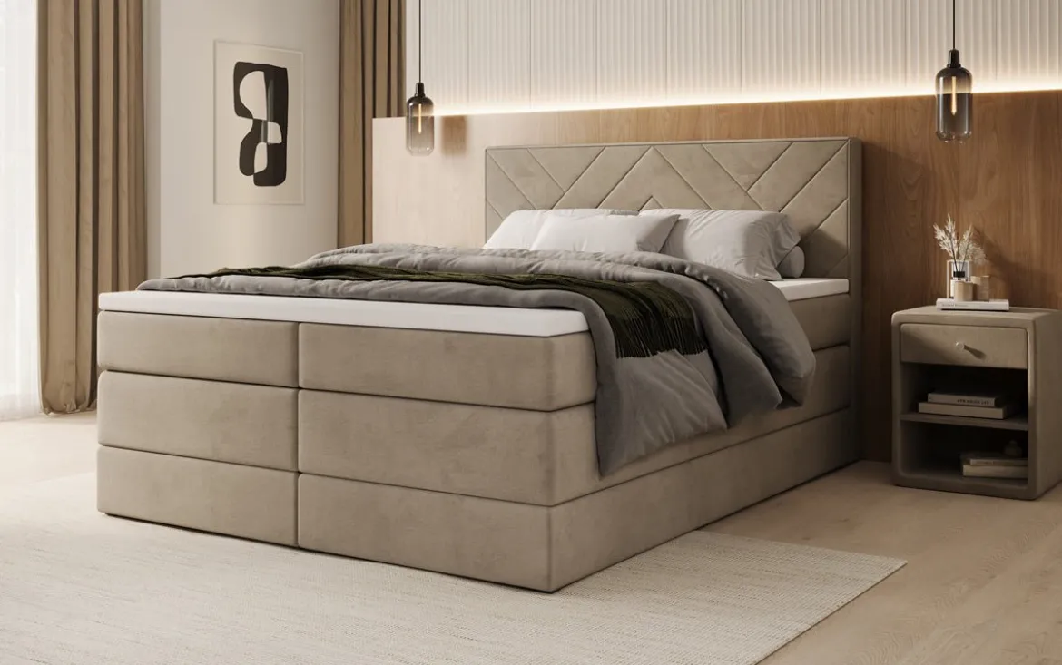 Boxspringbett Norella mit Stauraum in Samt