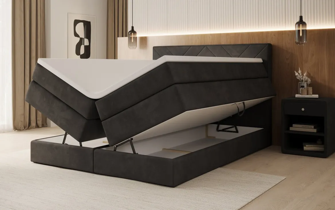 Boxspringbett Norella mit Stauraum in Samt
