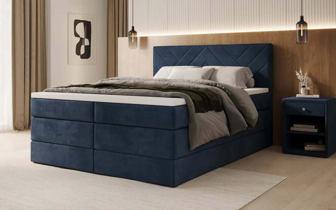 Boxspringbett Norella mit Stauraum in Samt