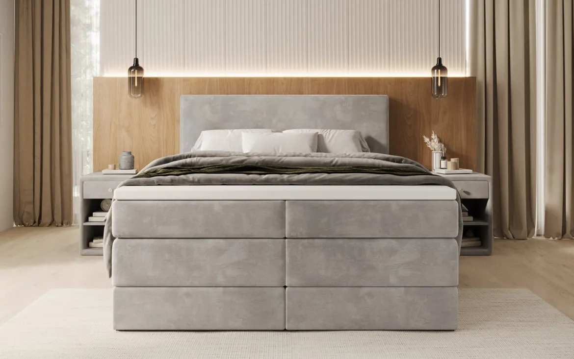 Boxspringbett Noren mit Stauraum in Samt