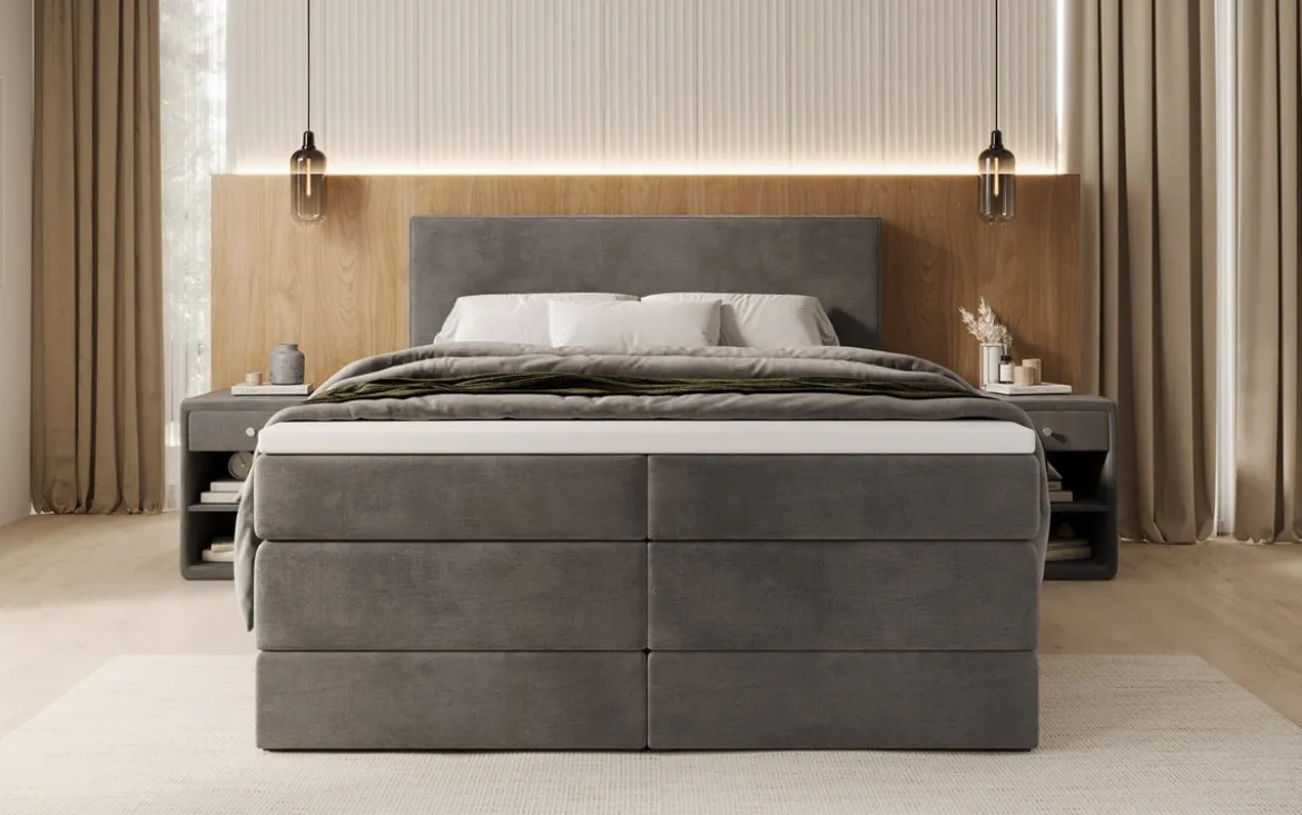 Boxspringbett Noren mit Stauraum in Samt