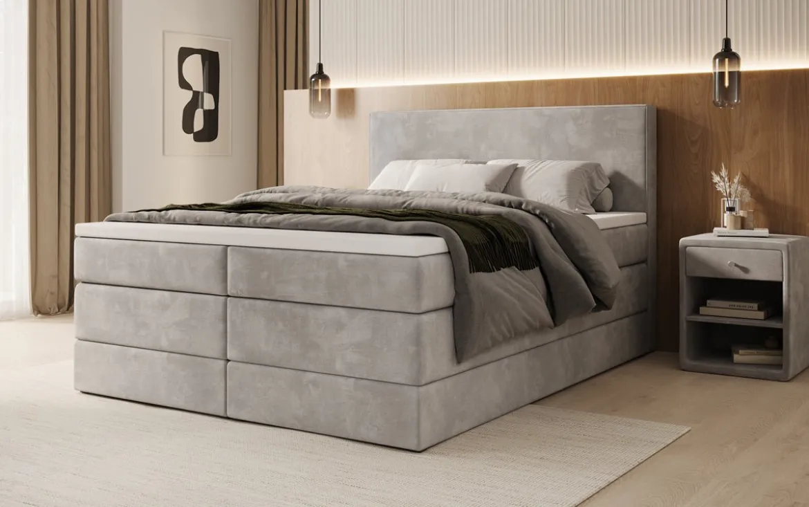 Boxspringbett Noren mit Stauraum in Samt