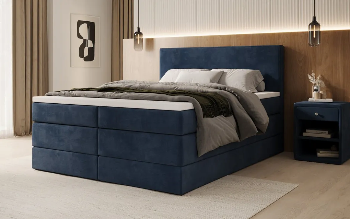 Boxspringbett Noren mit Stauraum in Samt