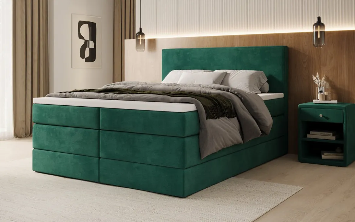 Boxspringbett Noren mit Stauraum in Samt