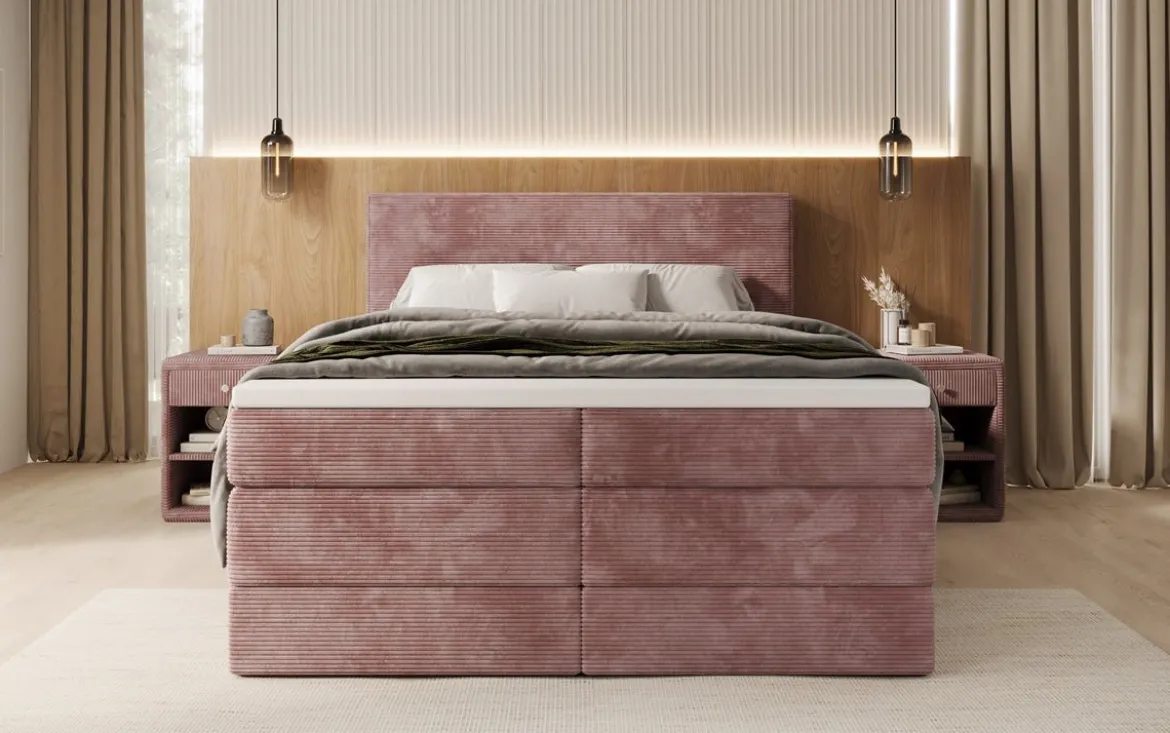Boxspringbett Noren mit Stauraum in Cord