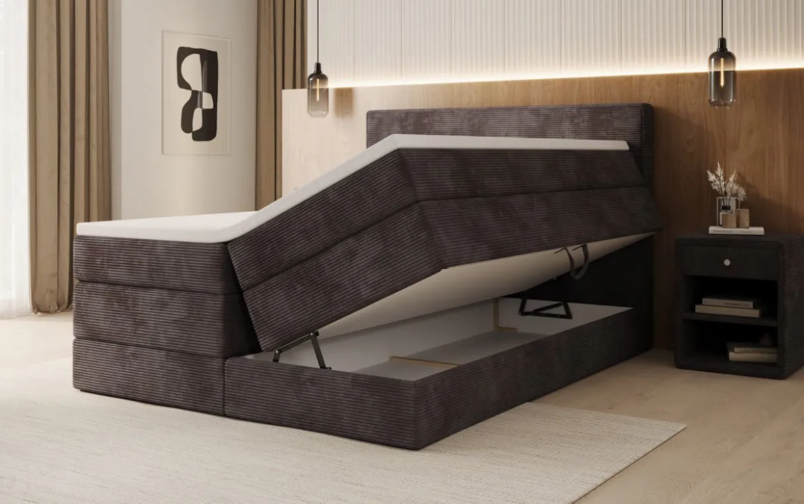 Boxspringbett Noren mit Stauraum in Cord