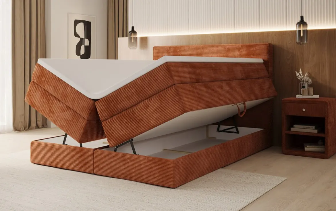 Boxspringbett Noren mit Stauraum in Cord