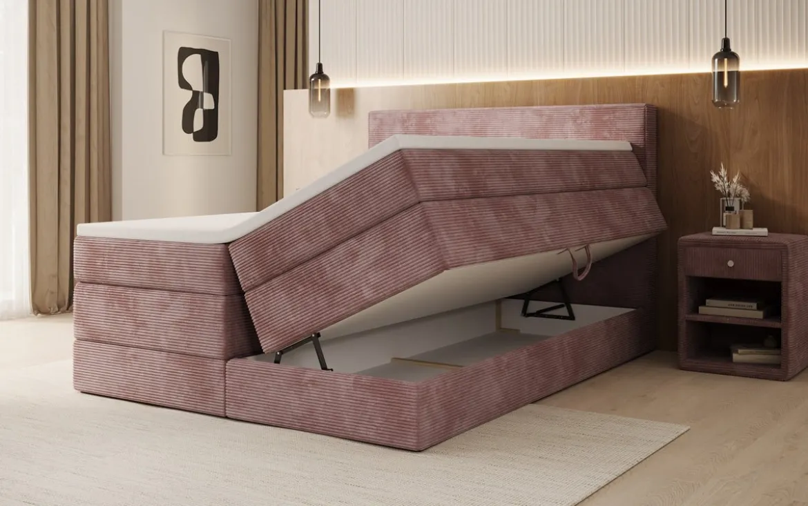 Boxspringbett Noren mit Stauraum in Cord