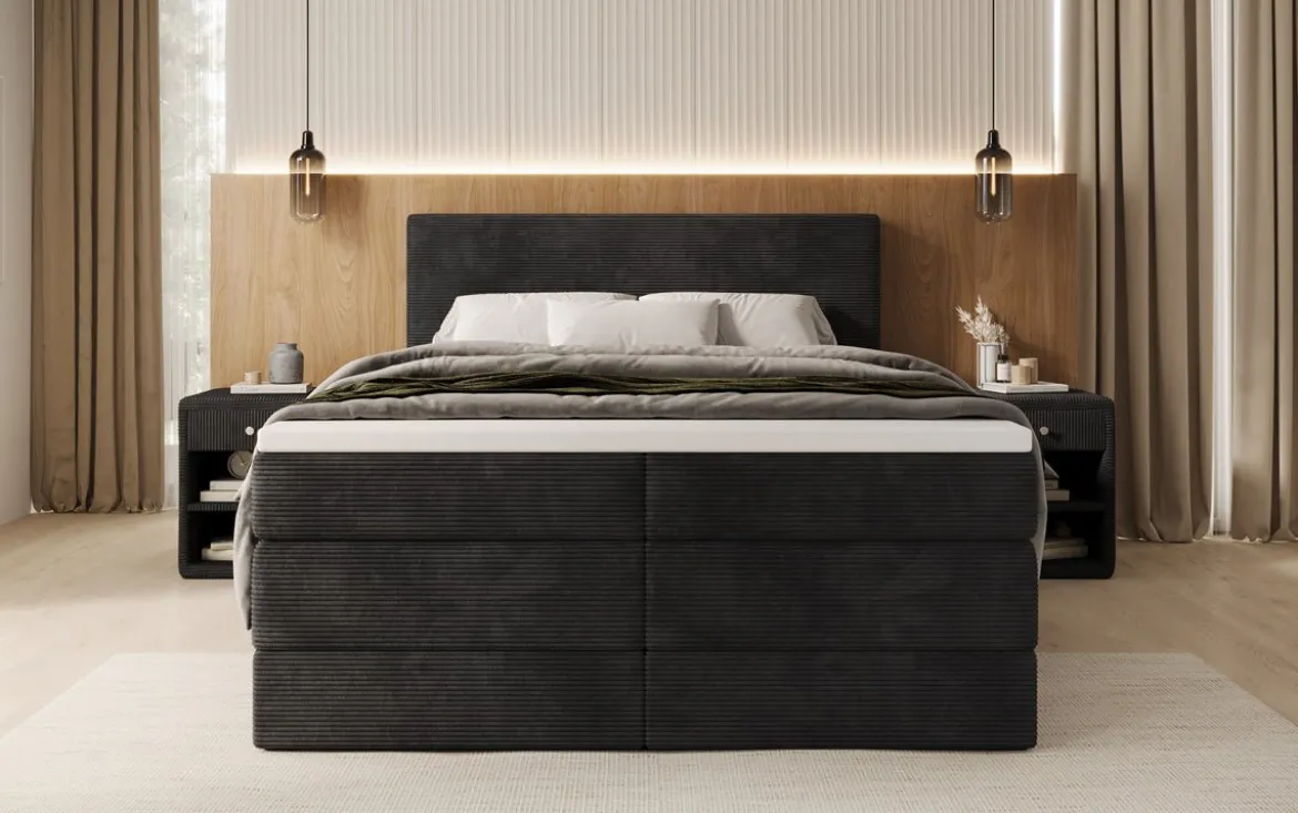 Boxspringbett Noren mit Stauraum in Cord
