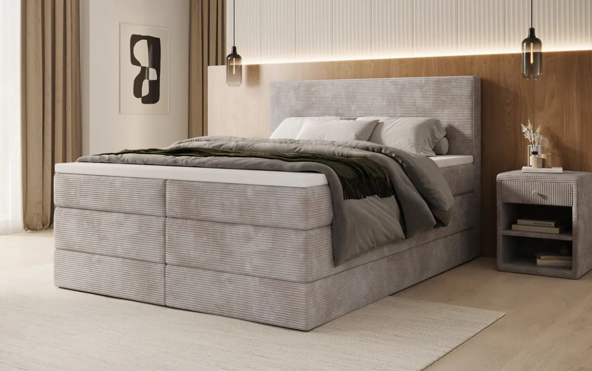 Boxspringbett Noren mit Stauraum in Cord