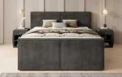 Boxspringbett Ophelia II mit hochklappbarem Stauraum in Cord