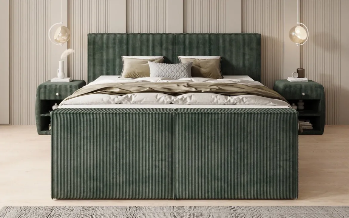 Boxspringbett Ophelia II mit hochklappbarem Stauraum in Cord