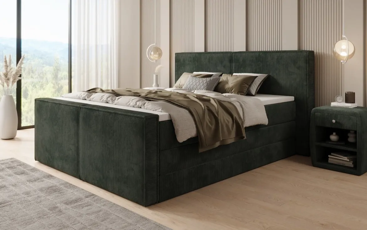 Boxspringbett Ophelia II mit hochklappbarem Stauraum in Cord