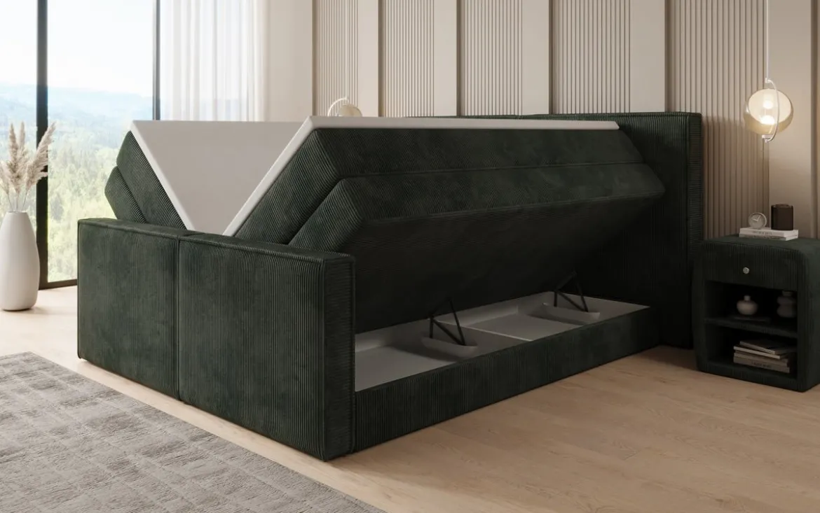 Boxspringbett Ophelia II mit hochklappbarem Stauraum in Cord