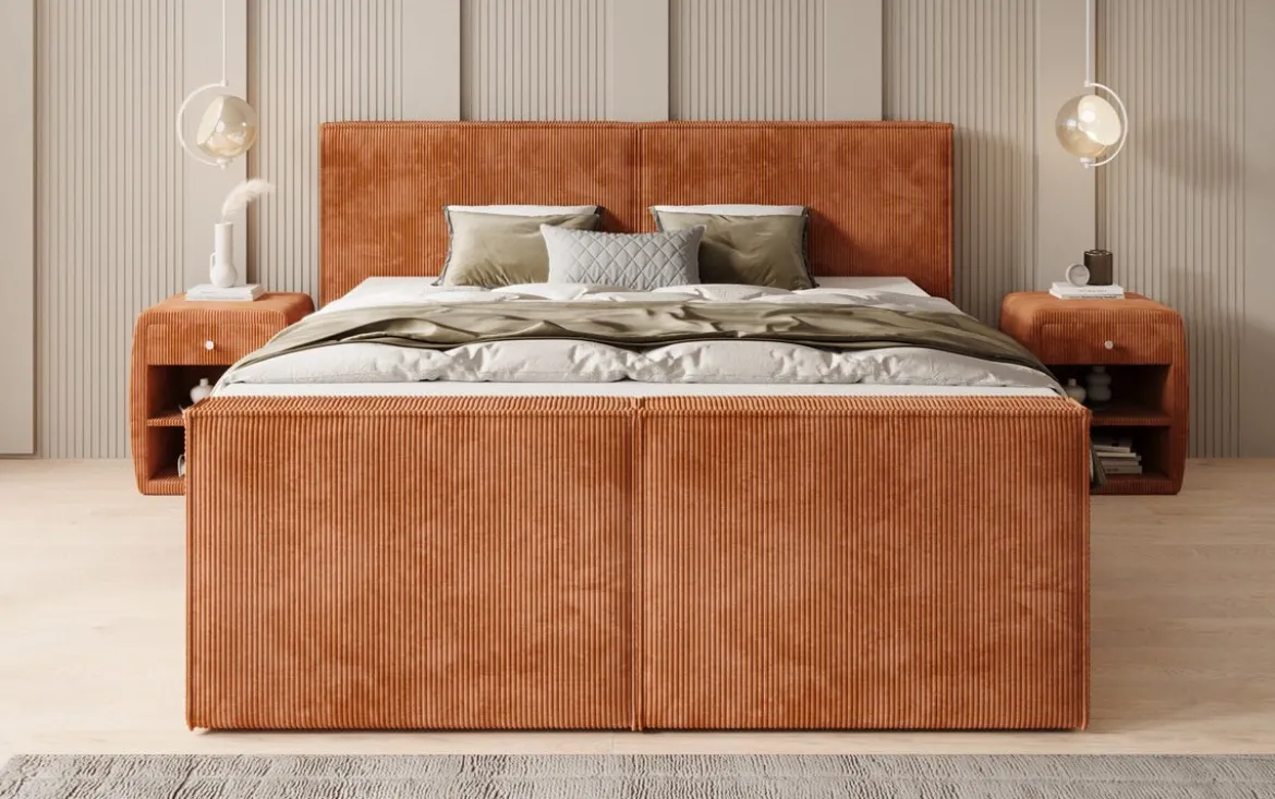 Boxspringbett Ophelia II mit hochklappbarem Stauraum in Cord