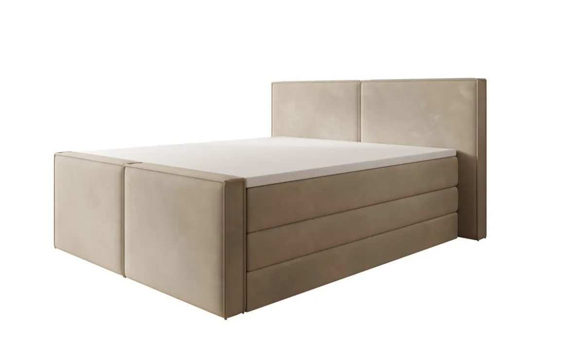 Boxspringbett Ophelia II mit hochklappbarem Stauraum in Samt