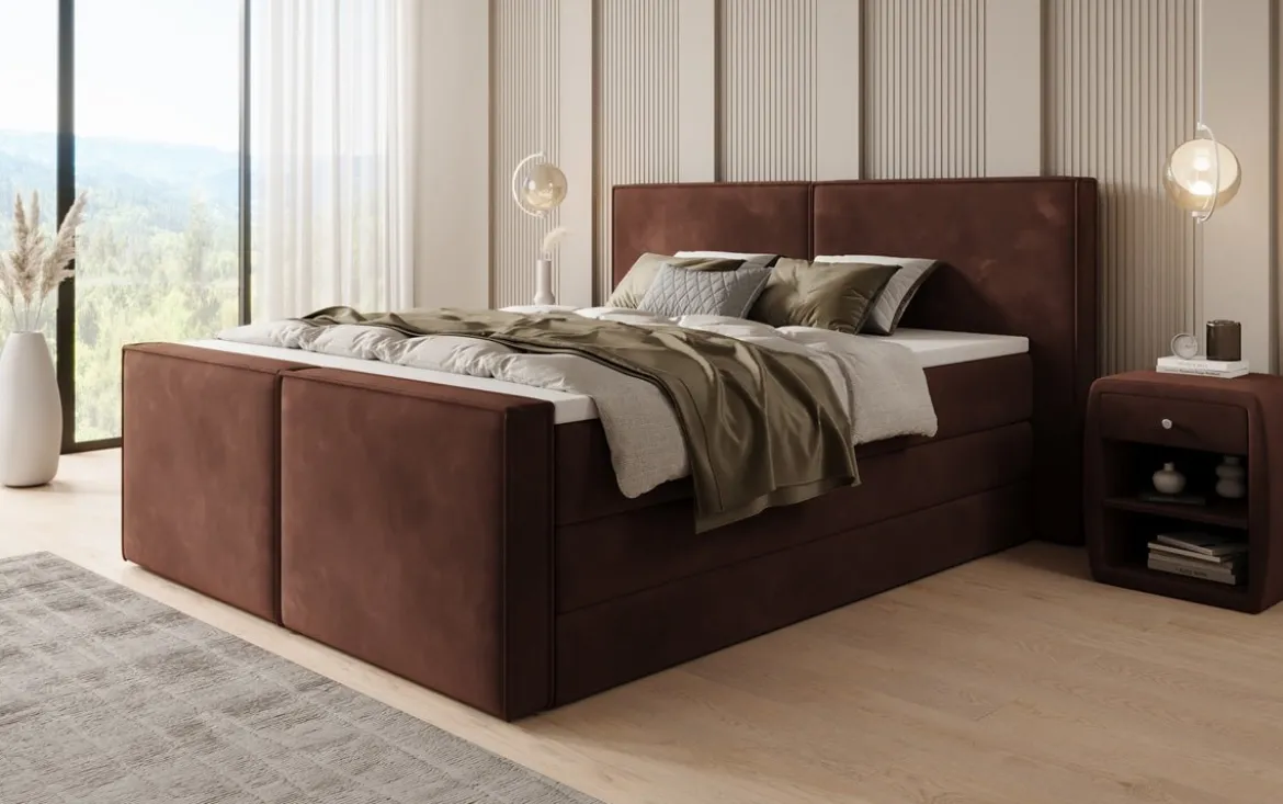 Boxspringbett Ophelia II mit hochklappbarem Stauraum in Samt