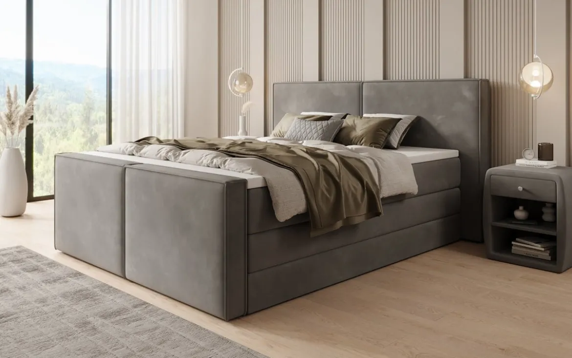 Boxspringbett Ophelia II mit hochklappbarem Stauraum in Samt