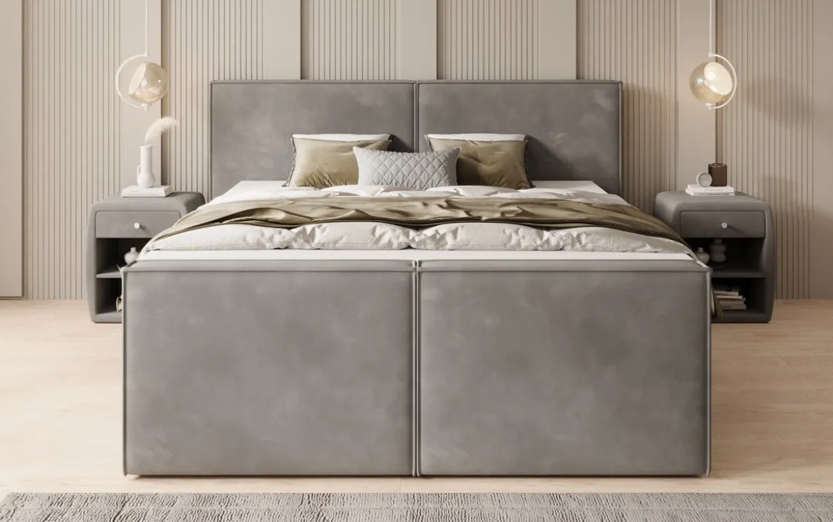 Boxspringbett Ophelia II mit hochklappbarem Stauraum in Samt