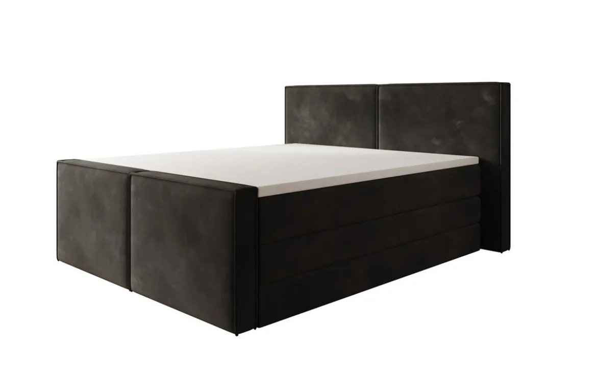 Boxspringbett Ophelia II mit hochklappbarem Stauraum in Samt