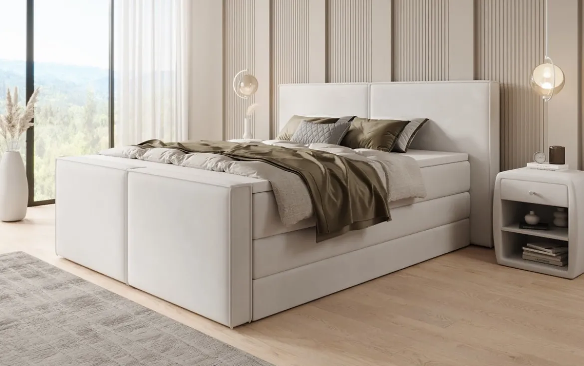 Boxspringbett Ophelia II mit hochklappbarem Stauraum in Samt