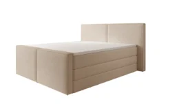 Boxspringbett Ophelia II mit hochklappbarem Stauraum in Teddy Bouclé