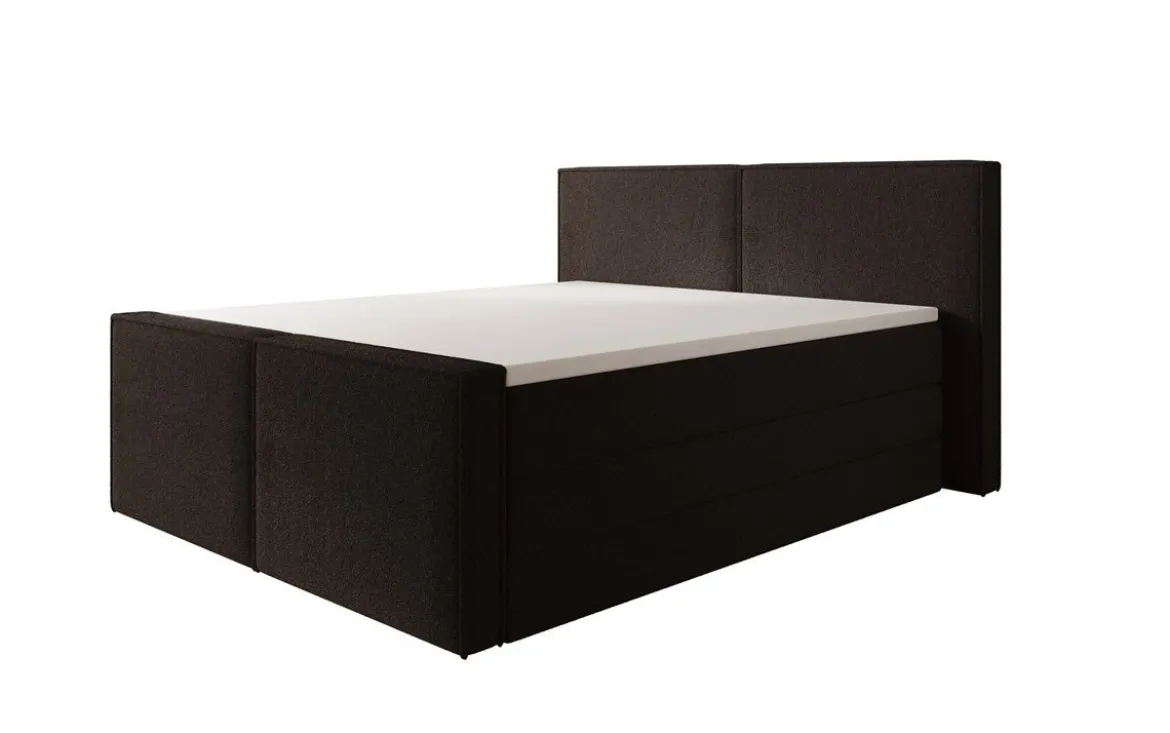 Boxspringbett Ophelia II mit hochklappbarem Stauraum in Teddy Bouclé