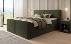 Boxspringbett Ophelia II mit hochklappbarem Stauraum in Teddy Bouclé