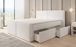 Boxspringbett Ophelia II mit Schubladen in Teddy Bouclé