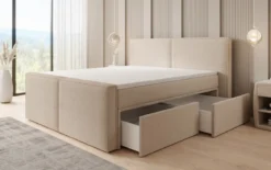 Boxspringbett Ophelia II mit Schubladen in Teddy Bouclé