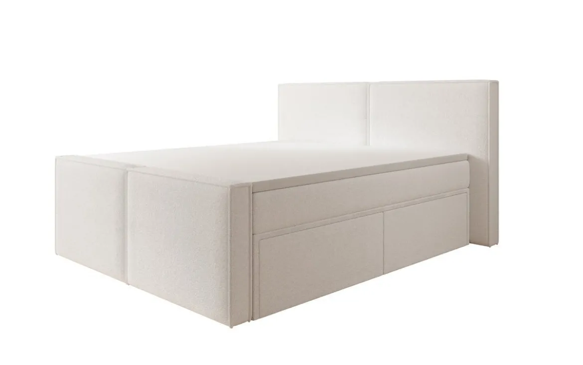Boxspringbett Ophelia II mit Schubladen in Teddy Bouclé