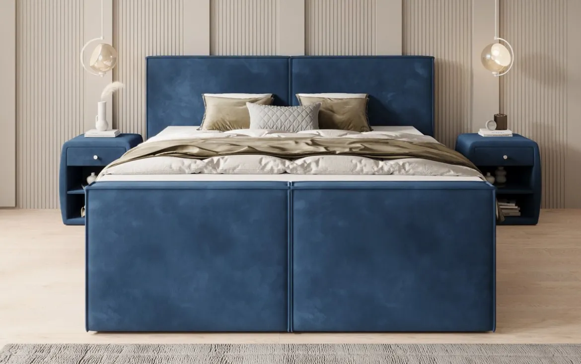 Boxspringbett Ophelia II mit Schubladen in Samt