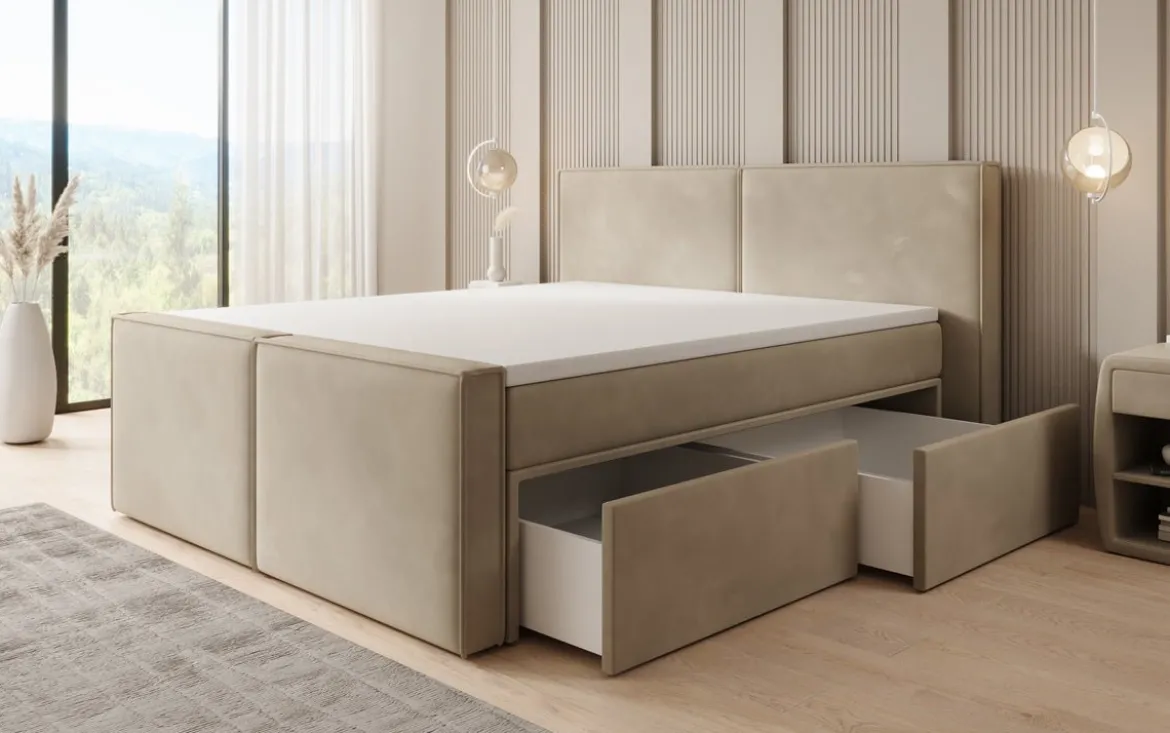 Boxspringbett Ophelia II mit Schubladen in Samt