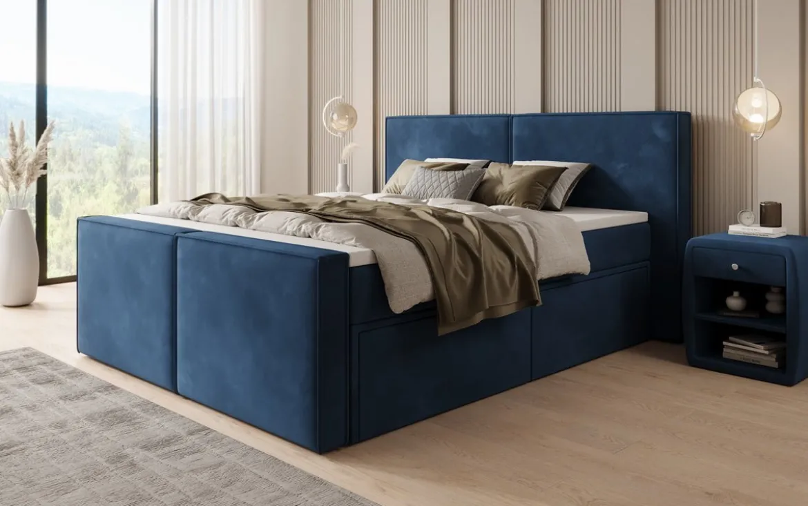 Boxspringbett Ophelia II mit Schubladen in Samt