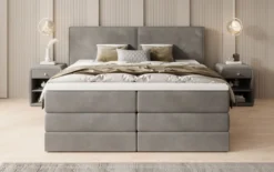 Boxspringbett Ophelia mit hochklappbarem Stauraum in Samt