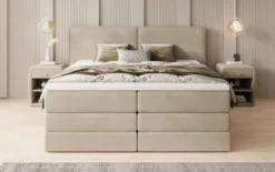Boxspringbett Ophelia mit hochklappbarem Stauraum in Samt