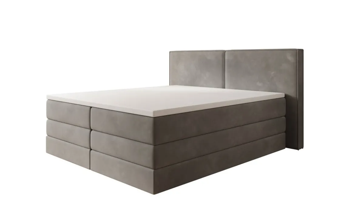 Boxspringbett Ophelia mit hochklappbarem Stauraum in Samt