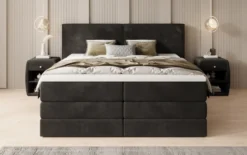 Boxspringbett Ophelia mit hochklappbarem Stauraum in Samt