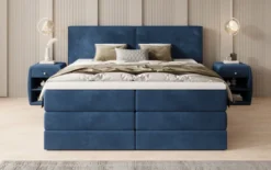 Boxspringbett Ophelia mit hochklappbarem Stauraum in Samt