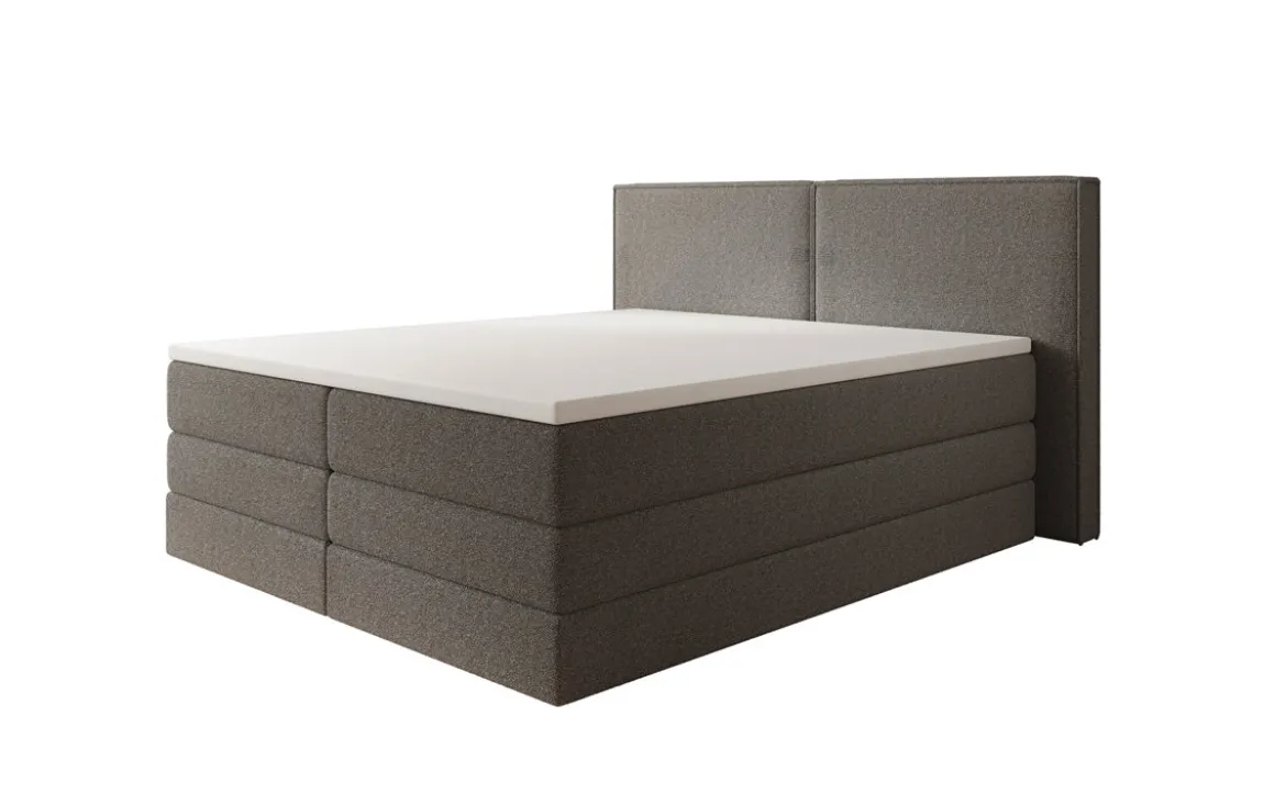 Boxspringbett Ophelia mit hochklappbarem Stauraum in Teddy Bouclé