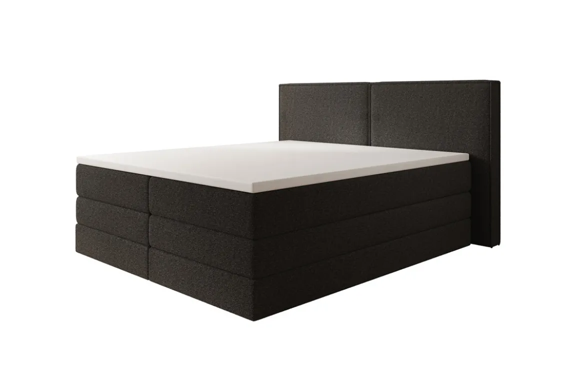 Boxspringbett Ophelia mit hochklappbarem Stauraum in Teddy Bouclé