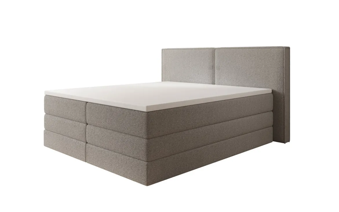 Boxspringbett Ophelia mit hochklappbarem Stauraum in Teddy Bouclé